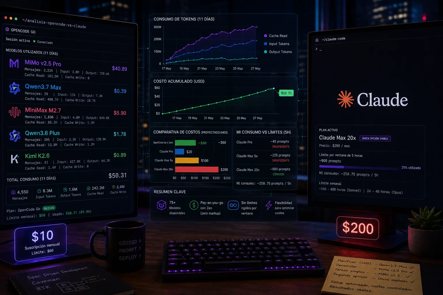 Opencode Go vs Claude Code: Un análisis real de 11 días